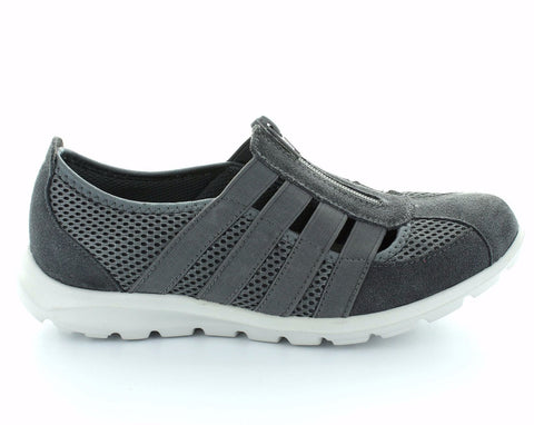 CC Resorts Christine Charcoal Casual Walking Shoes With Elastic & Zip Upper