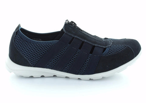 CC Resorts Christine Navy Casual Walking Shoes With Elastic & Zip Upper