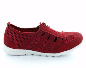 CC Resorts Christine Red Casual Walking Shoes With Elastic & Zip Upper