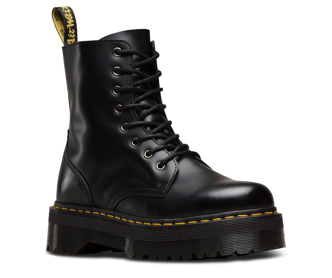 ミドルブーツ DR.MARTENS Women Boots 15265001 Black Dr Martens JADON 15265001 BLACK POLISHED SMOOTH Unisex Boot